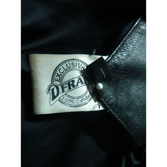 Vintage D. Frank Jacket Men Size‎ X-Large Black Leather White Fur Fringed Beaded - Picture 14 of 14